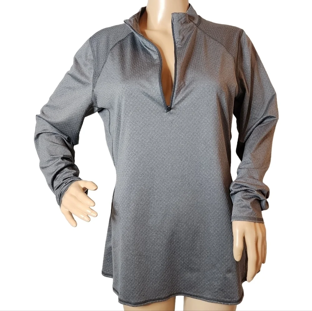 REI women's grey 1/2 zip long sleeve active pullover shirt. Size large.